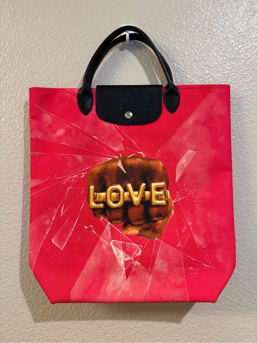 Longchamp Pink Graphic Print Tote Bag